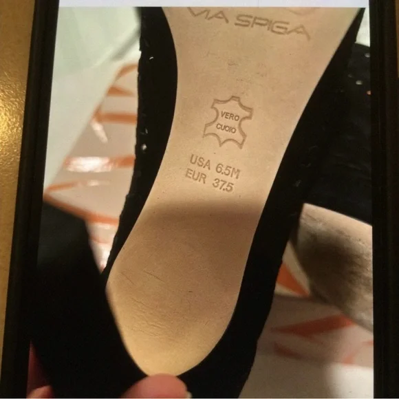 Via Spiga Black Peep-Toe Ankle Booties - Picture 8 of 9